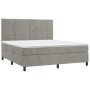 Cama box spring con colchón terciopelo gris claro 160x200 cm de , Camas y somieres - Ref: Foro24-3143031, Precio: 540,11 €, D...