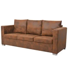 Sofá de 3 plazas de cuero artificial de ante 191x73x82 cm de vidaXL, Sofás - Ref: Foro24-244703, Precio: 432,31 €, Descuento: %