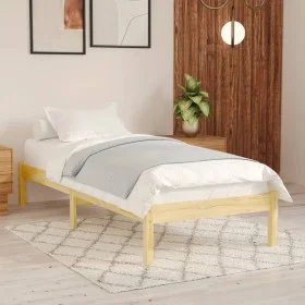 Solid wood bed frame 75x190 cm by , Beds and slatted bases - Ref: Foro24-809977, Price: 54,87 €, Discount: %