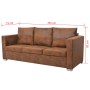 Sofá de 3 plazas de cuero artificial de ante 191x73x82 cm de vidaXL, Sofás - Ref: Foro24-244703, Precio: 469,07 €, Descuento: %