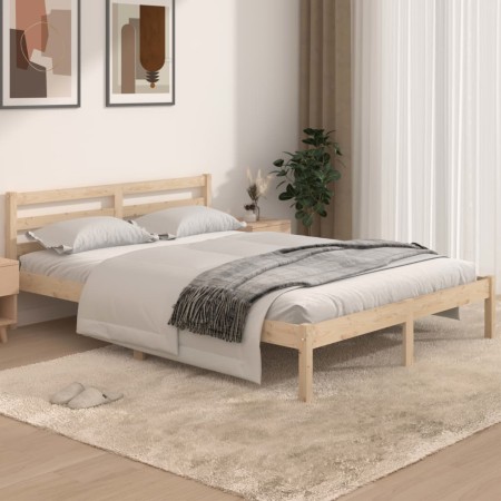 Estructura de cama de madera maciza de pino 140x190 cm de , Camas y somieres - Ref: Foro24-810410, Precio: 90,00 €, Descuento: %