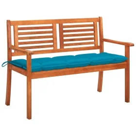 Banco de jardín 2 plazas madera maciza eucalipto y cojín 120 cm de , Bancos de jardín - Ref: Foro24-3060988, Precio: 186,39 €...