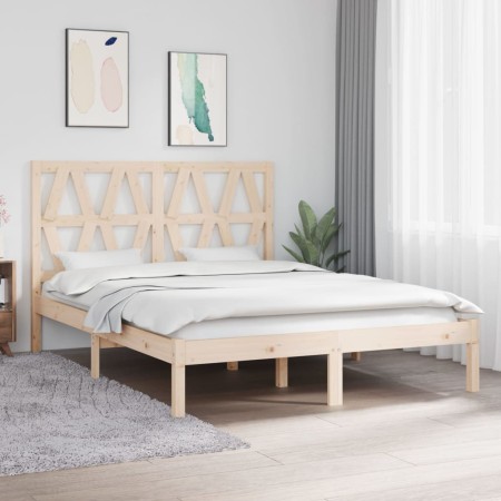 Estructura de cama madera maciza de pino 140x190 cm de , Camas y somieres - Ref: Foro24-3103978, Precio: 118,18 €, Descuento: %