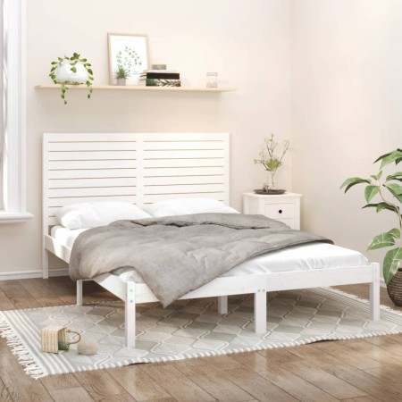 Estructura de cama de madera maciza de pino blanca 160x200 cm de , Camas y somieres - Ref: Foro24-3104619, Precio: 162,04 €, ...
