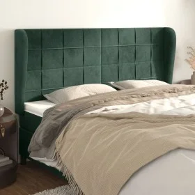 Headboard with dark green velvet ears 163x23x118/128cm by , Headboards and footboards - Ref: Foro24-3118013, Price: 131,56 €,...