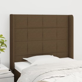 Cabecero con orejas de tela marrón oscuro 103x16x118/128 cm de , Cabeceros y pies de cama - Ref: Foro24-3119573, Precio: 70,9...