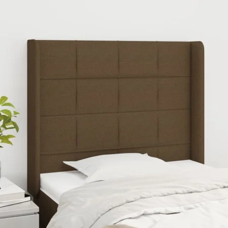 Headboard with dark brown fabric ears 103x16x118/128 cm by , Headboards and footboards - Ref: Foro24-3119573, Price: 69,27 €,...