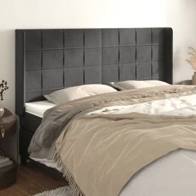 Headboard with dark gray velvet ears 163x16x118/128 cm by , Headboards and footboards - Ref: Foro24-3119635, Price: 137,44 €,...