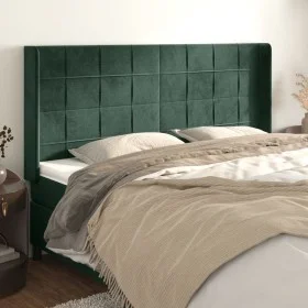 Headboard with dark green velvet ears 163x16x118/128cm by , Headboards and footboards - Ref: Foro24-3119637, Price: 128,62 €,...