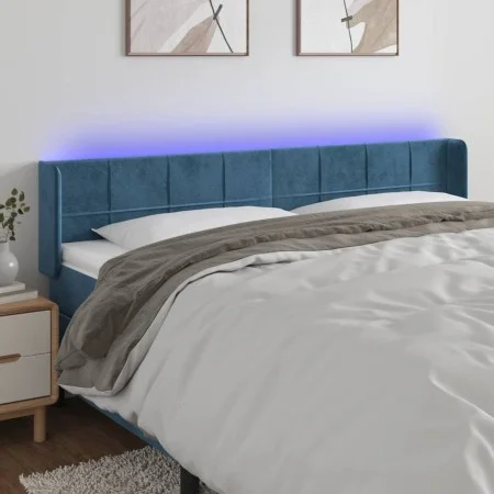 Dark blue velvet LED headboard 163x16x78/88 cm by , Headboards and footboards - Ref: Foro24-3123294, Price: 76,46 €, Discount: %