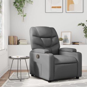Sillón reclinable de piel sintética gris en Sillones | Comprar online en Foru.es