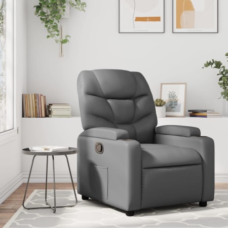 Sillón reclinable de piel sintética gris en Sillones | Comprar online en Foru.es