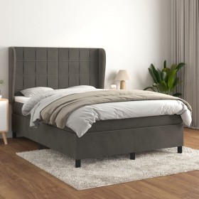 Cama box spring con colchón terciopelo gris oscuro 140x200 cm de , Camas y somieres - Ref: Foro24-3129214, Precio: 492,17 €, ...