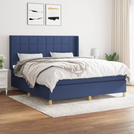 Cama box spring con colchón tela azul 160x200 cm de , Camas y somieres - Ref: Foro24-3132007, Precio: 561,84 €, Descuento: %