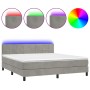 Cama box spring colchón y LED terciopelo gris claro 160x200 cm de , Camas y somieres - Ref: Foro24-3134411, Precio: 479,91 €,...