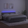 Cama box spring colchón y LED terciopelo gris claro 160x200 cm de , Camas y somieres - Ref: Foro24-3134411, Precio: 479,91 €,...