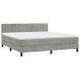 Cama box spring colchón y LED terciopelo gris claro 160x200 cm de , Camas y somieres - Ref: Foro24-3134411, Precio: 479,91 €,...