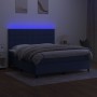 Cama box spring colchón y luces LED tela azul 160x200 cm de , Camas y somieres - Ref: Foro24-3134891, Precio: 542,64 €, Descu...