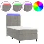 Box spring bed with mattress and LED light gray velvet 80x200 cm by , Beds and slatted bases - Ref: Foro24-3136089, Price: 32...