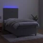 Box spring bed with mattress and LED light gray velvet 80x200 cm by , Beds and slatted bases - Ref: Foro24-3136089, Price: 32...
