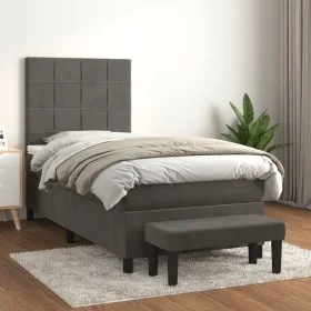 Cama box spring con colchón terciopelo gris oscuro 80x200 cm de , Camas y somieres - Ref: Foro24-3137810, Precio: 351,73 €, D...