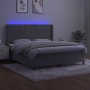 Cama box spring colchón y LED terciopelo gris claro 160x200 cm de , Camas y somieres - Ref: Foro24-3139571, Precio: 556,19 €,...