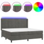 Cama box spring colchón y LED terciopelo gris oscuro 200x200 cm de , Camas y somieres - Ref: Foro24-3139584, Precio: 629,20 €...