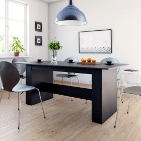 Mesa de comedor de madera de ingeniería negro 180x90x76 cm de , Mesas de cocina y de comedor - Ref: Foro24-800469, Precio: 14...