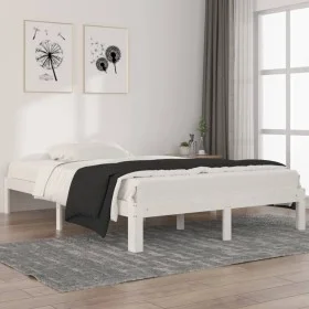 Massiver Bettrahmen aus weißem Kiefernholz, 140 x 200 cm von , Betten und Lattenroste - Ref: Foro24-810366, Preis: 105,52 €, ...