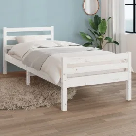 Estructura de cama madera maciza blanca 100x200 cm de , Camas y somieres - Ref: Foro24-814810, Precio: 88,73 €, Descuento: %