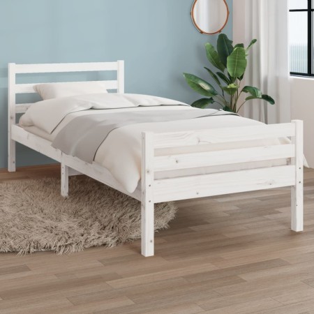 Estructura de cama madera maciza blanca 100x200 cm de , Camas y somieres - Ref: Foro24-814810, Precio: 111,71 €, Descuento: %