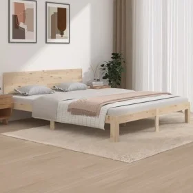 Estructura de cama de madera maciza de pino 160x200 cm de , Camas y somieres - Ref: Foro24-810505, Precio: 125,83 €, Descuent...
