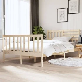 Estructura cama doble pequeña madera maciza 135x190 cm de , Camas y somieres - Ref: Foro24-3101128, Precio: 148,95 €, Descuen...