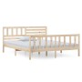 Estructura cama doble pequeña madera maciza 135x190 cm de , Camas y somieres - Ref: Foro24-3101128, Precio: 142,22 €, Descuen...