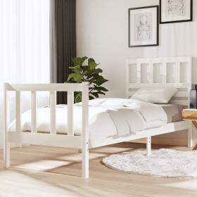 Estructura de cama individual madera maciza blanco 75x190 cm de , Camas y somieres - Ref: Foro24-3101114, Precio: 111,62 €, D...