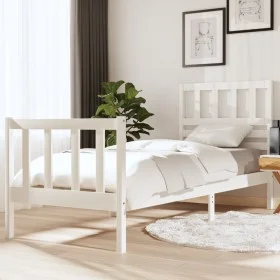 Weißer Einzelbettrahmen aus Massivholz, 75 x 190 cm von , Betten und Lattenroste - Ref: Foro24-3101114, Preis: 111,72 €, Raba...