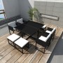 Set comedor de jardín 9 piezas y cojines ratán sintético negro de vidaXL, Conjuntos de jardín - Ref: Foro24-42759, Precio: 46...