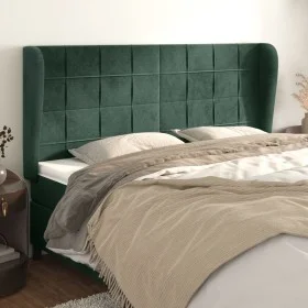 Headboard with dark green velvet ears 183x23x118/128cm by , Headboards and footboards - Ref: Foro24-3118019, Price: 160,05 €,...