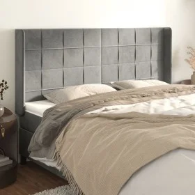 Headboard with light gray velvet ears 163x16x118/128 cm by , Headboards and footboards - Ref: Foro24-3119634, Price: 142,54 €...