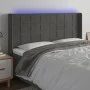 Dunkelgraues Samtkopfteil mit LED 163x16x118/128 cm von , Kopf- und Fußteile - Ref: Foro24-3124103, Preis: 143,95 €, Rabatt: %