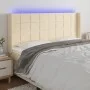 Cream fabric headboard with LED 163x16x118/128 cm by , Headboards and footboards - Ref: Foro24-3124059, Price: 130,39 €, Disc...