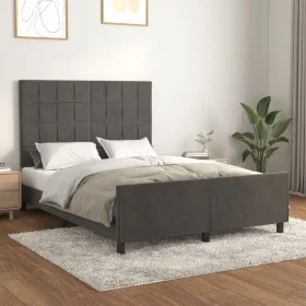 Estructura cama con cabecero terciopelo gris oscuro 140x190 cm de , Camas y somieres - Ref: Foro24-3125752, Precio: 211,16 €,...