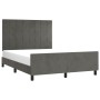 Estructura cama con cabecero terciopelo gris oscuro 140x190 cm de , Camas y somieres - Ref: Foro24-3125752, Precio: 205,83 €,...