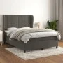 Box spring bed with dark gray velvet mattress 140x190 cm by , Beds and slatted bases - Ref: Foro24-3129208, Price: 502,51 €, ...