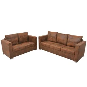 vidaXl Conjunto de sofás de 2 piezas de piel artificial de ante de vidaXL, Sofás - Ref: Foro24-274885, Precio: 904,27 €, Desc...