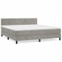 Cama box spring con colchón terciopelo gris claro 160x200 cm de , Camas y somieres - Ref: Foro24-3130967, Precio: 481,98 €, D...