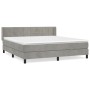 Cama box spring con colchón terciopelo gris claro 160x200 cm de , Camas y somieres - Ref: Foro24-3130967, Precio: 481,98 €, D...