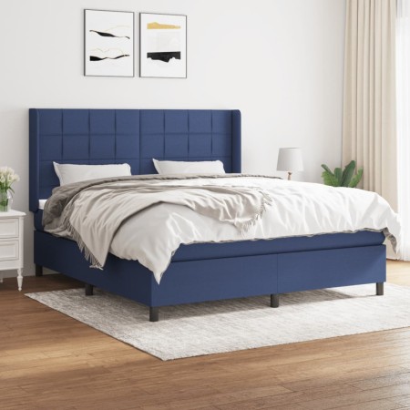 Cama box spring con colchón tela azul 160x200 cm de , Camas y somieres - Ref: Foro24-3131447, Precio: 551,31 €, Descuento: %