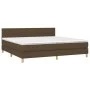 Box spring bed with LED mattress dark brown fabric 200x200 cm by , Beds and slatted bases - Ref: Foro24-3133744, Price: 593,7...