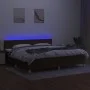 Box spring bed with LED mattress dark brown fabric 200x200 cm by , Beds and slatted bases - Ref: Foro24-3133744, Price: 593,7...